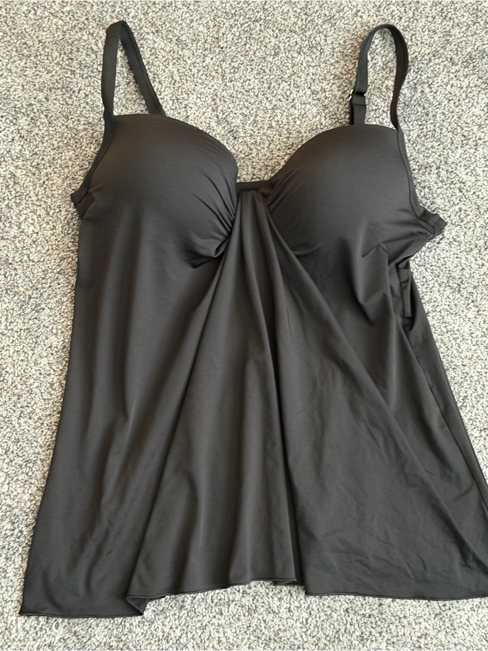 Pualani Black Twist-Front Tankini Swim Top XL